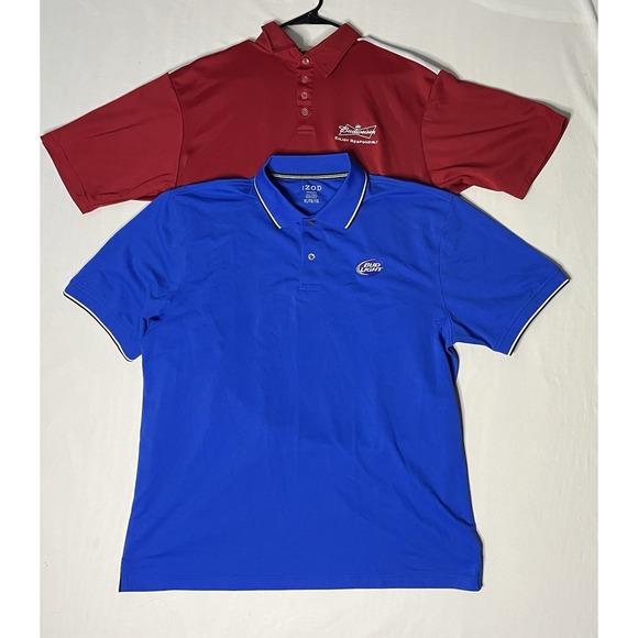 Budweiser Other - Budweiser Bud Light Polo Shirts Men's XL Red & Blue Short Sleeve Uniform Lot X2